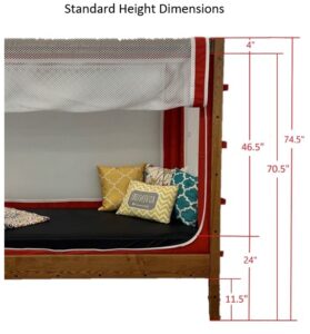 A photo showing standard bed height dimensions