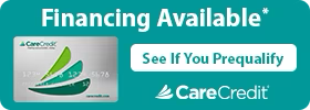 Badge with a picture of a CareCredit card saying that Financing is available and to see if you prequalify
